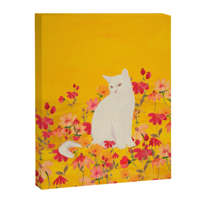 cat in a field of flowers 3 Canvas Print Gallery Image 1