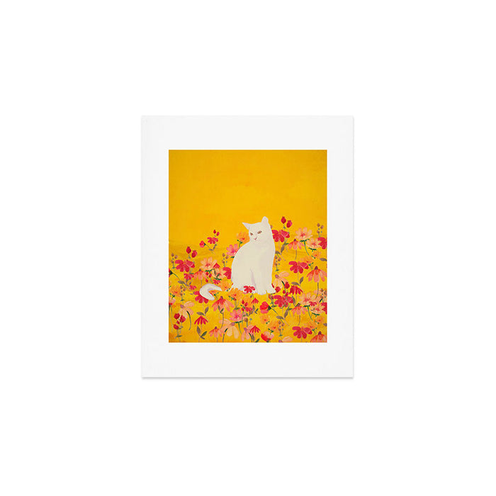 cat in a field of flowers 3 Art Print Gallery Image 1