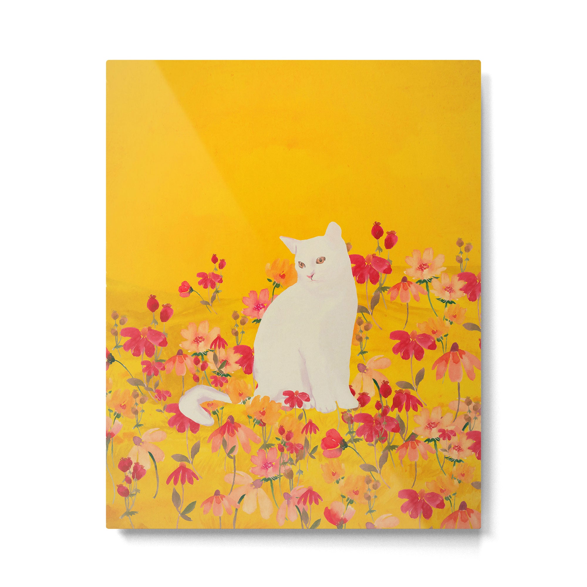 cat in a field of flowers 3 Metal Print Gallery Image 6