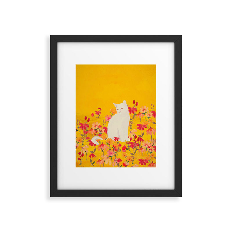 cat in a field of flowers 3 Framed Art Print Gallery Image 4