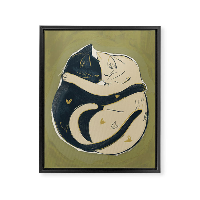 Cats In Love Framed Canvas Print Gallery Image 1