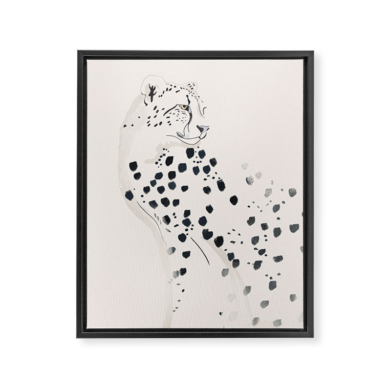 Cheetah 15 Black and White Framed Canvas Print Gallery Image 6