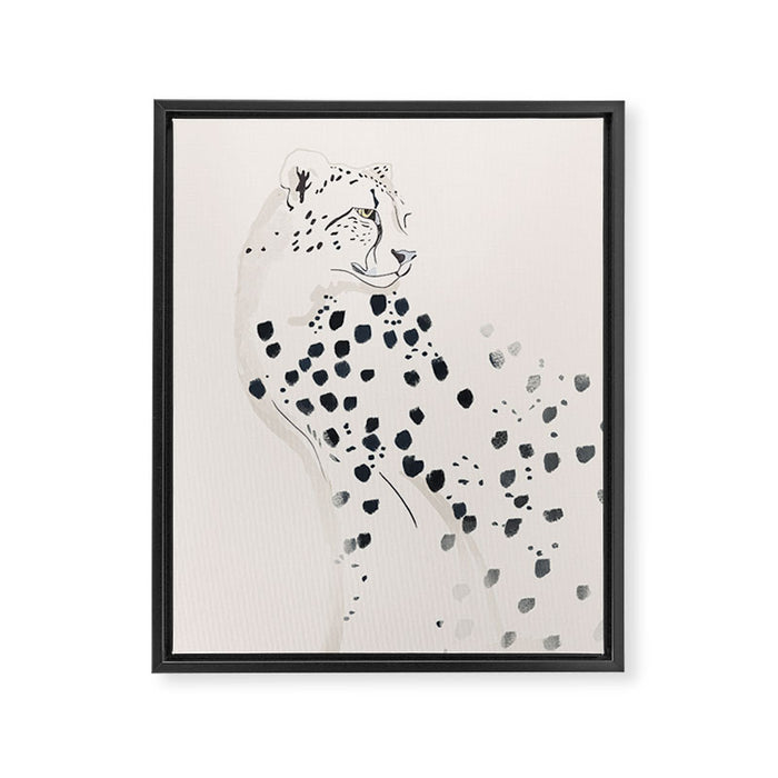 Cheetah 15 Black and White Framed Canvas Print Gallery Image 1