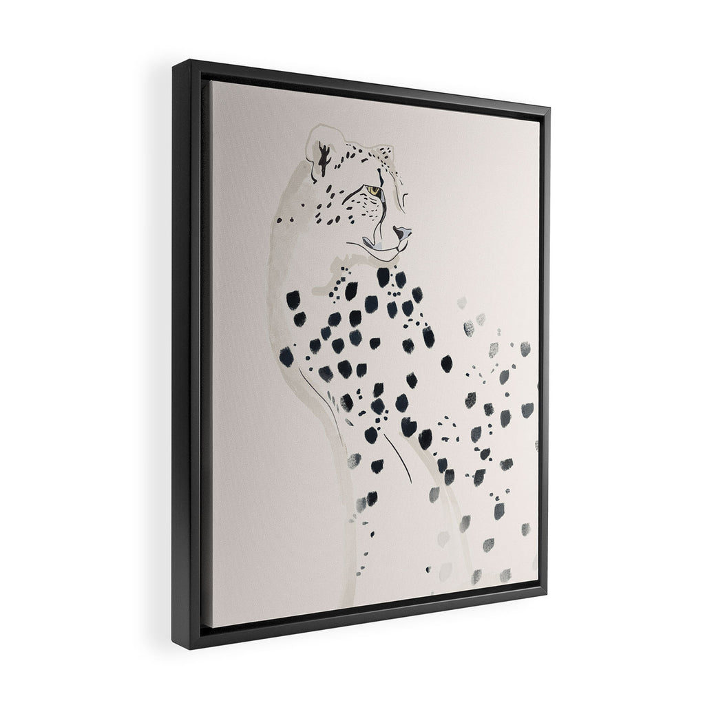 Cheetah 15 Black and White Framed Canvas Print Gallery Image 2