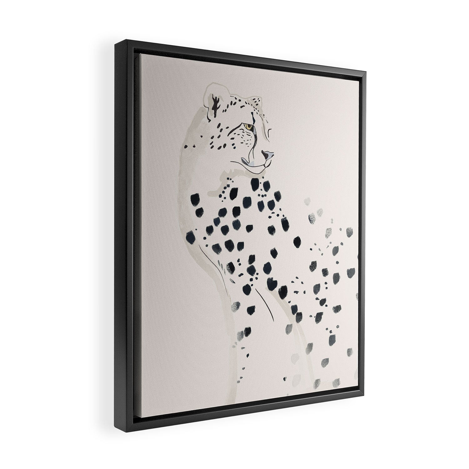 Cheetah 15 Black and White Framed Canvas Print Gallery Image 2