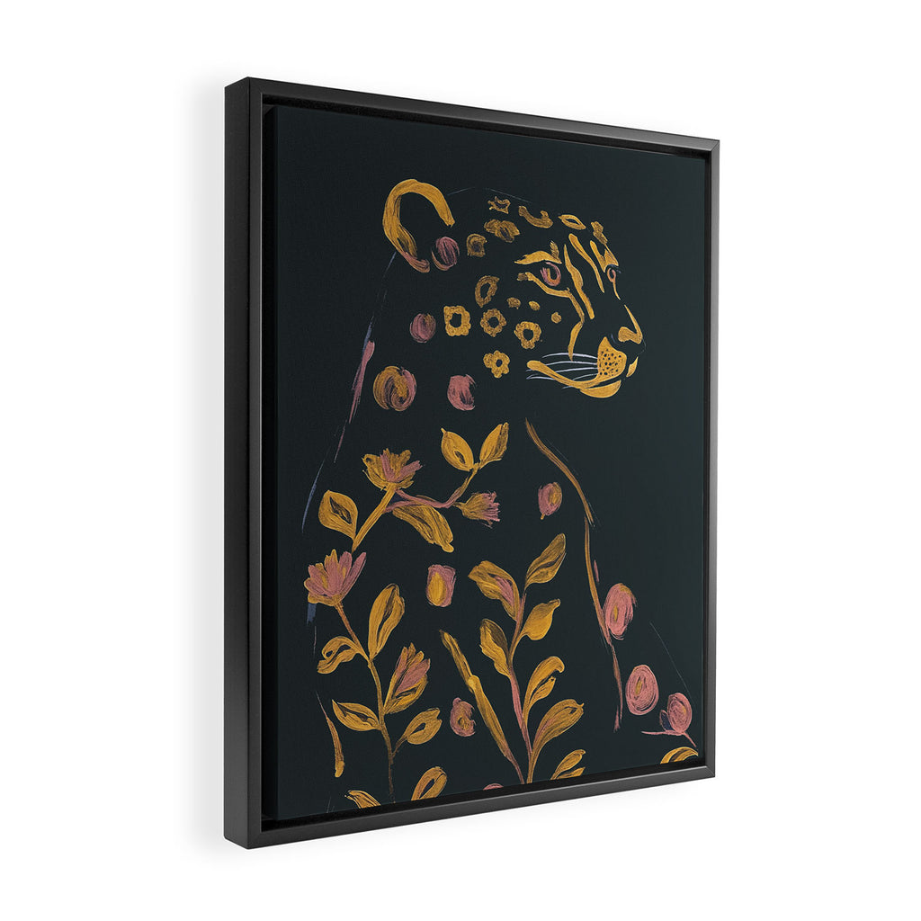 Floral Cheetah Framed Canvas Print Gallery Image 2