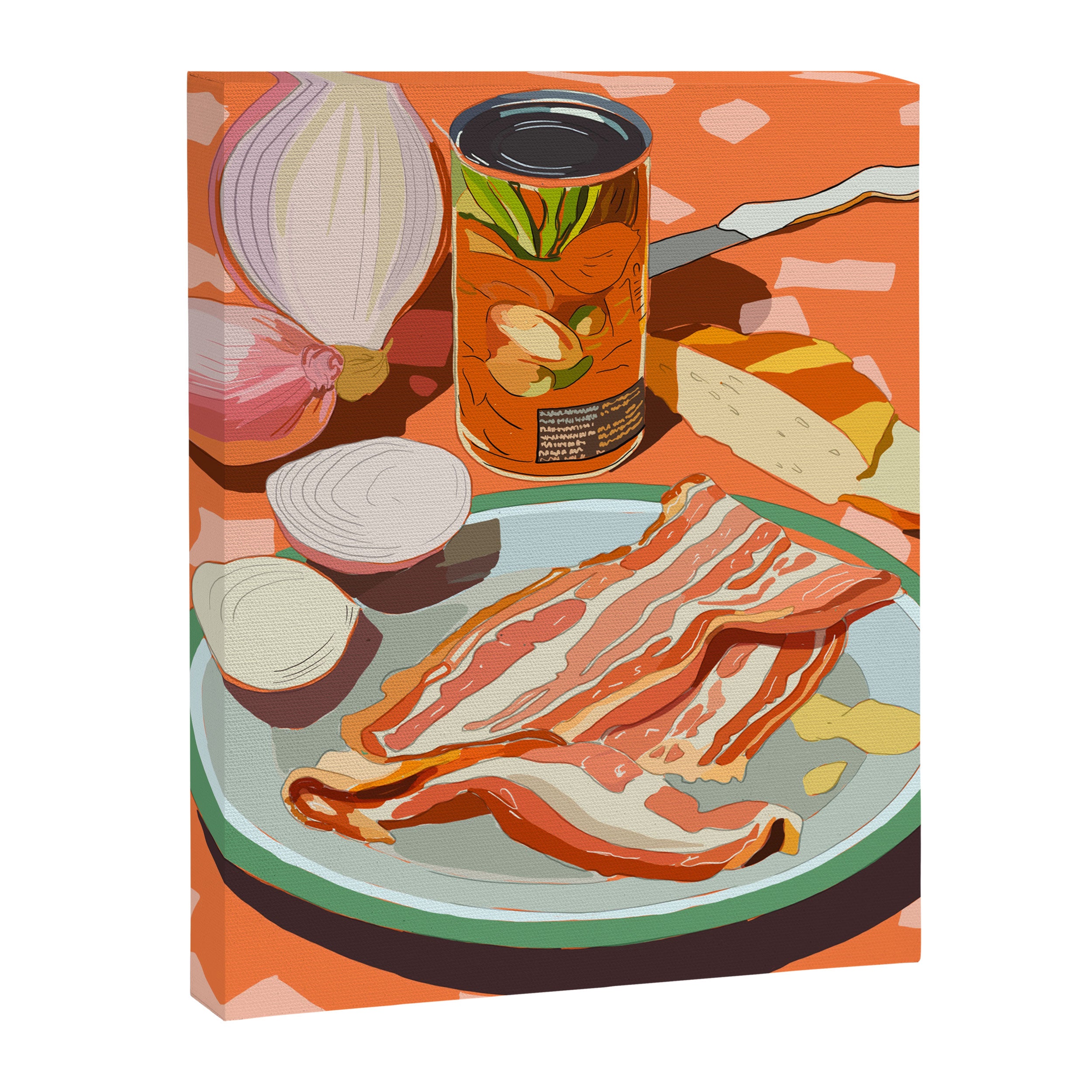 Food Illustration /Plate with Bacon Canvas Print Gallery Image 6