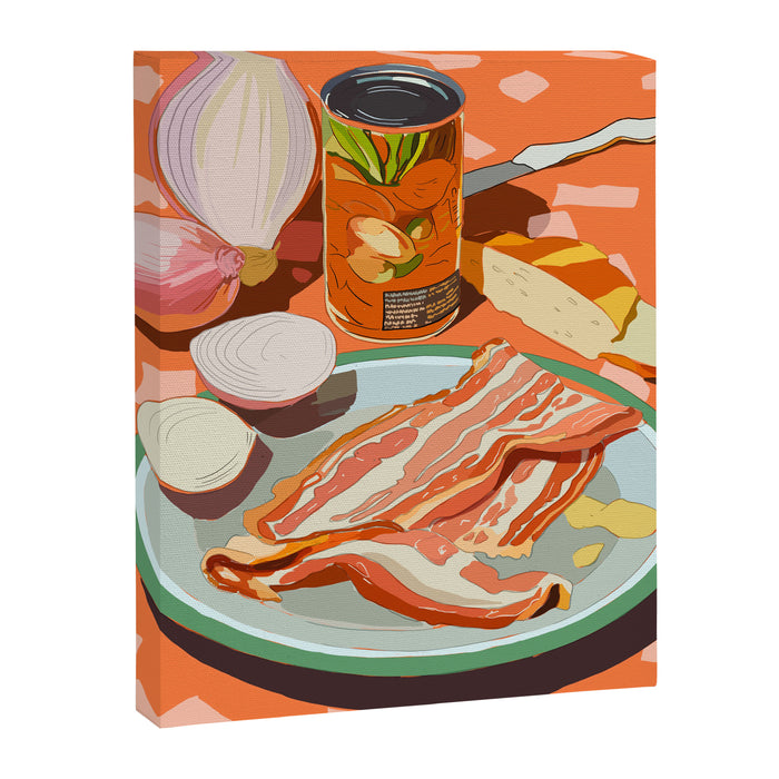 Food Illustration /Plate with Bacon Canvas Print Gallery Image 1