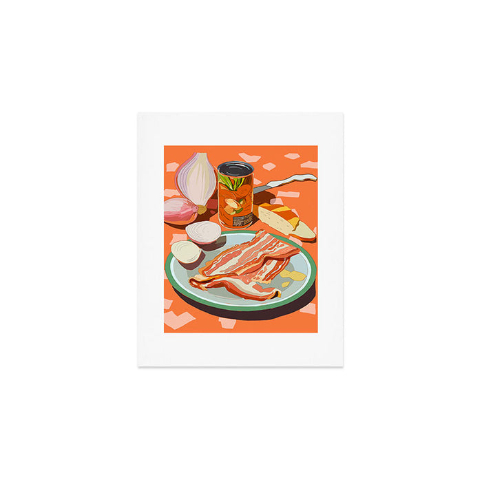 Food Illustration /Plate with Bacon Art Print Gallery Image 1