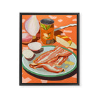 Food Illustration /Plate with Bacon Framed Canvas Print Gallery Image 6