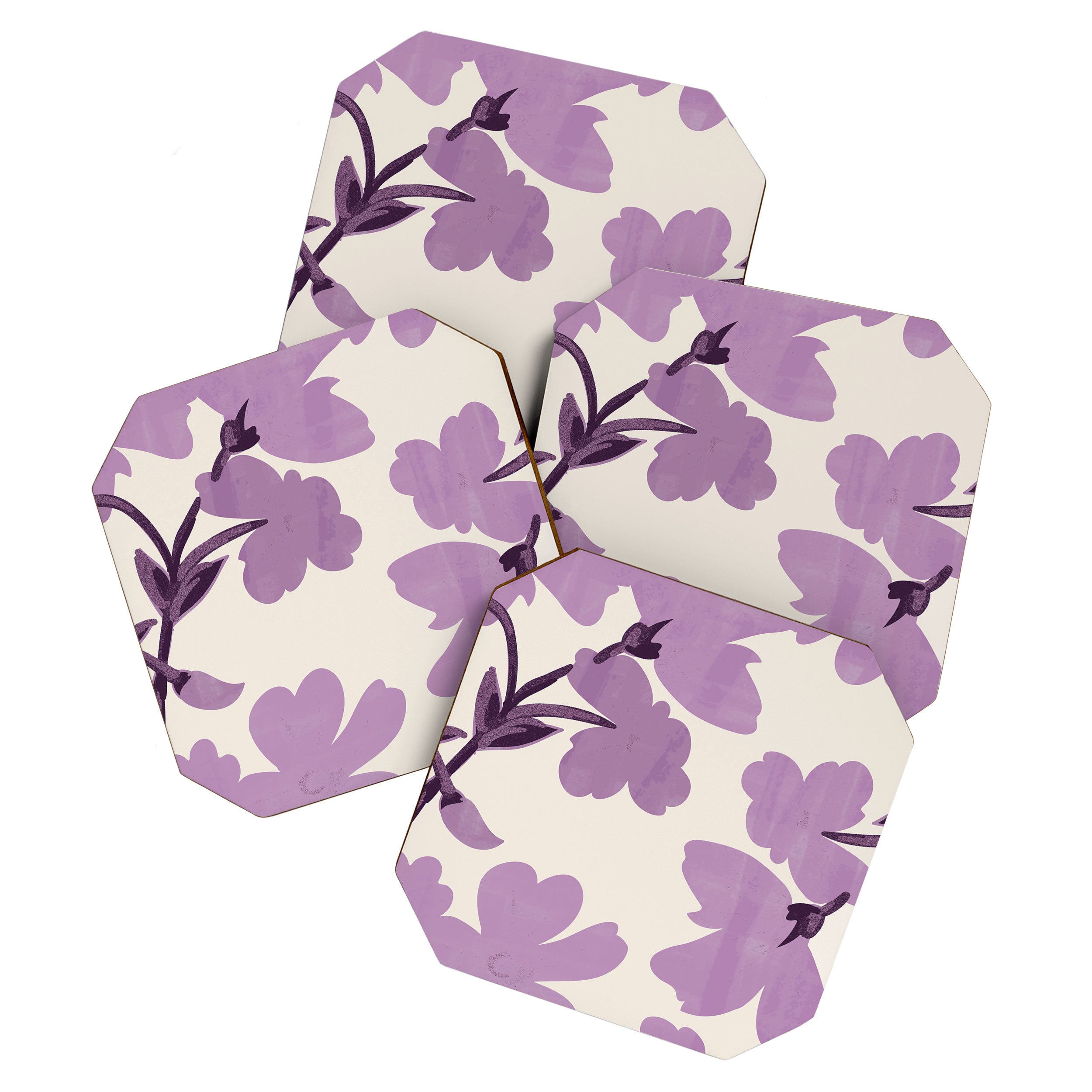 Gentle Purple Flowers Coaster Gallery Image 1