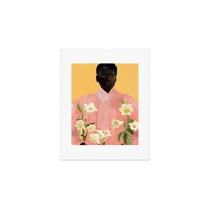 Girl Holding Flowers 2 Art Print Gallery Image 1