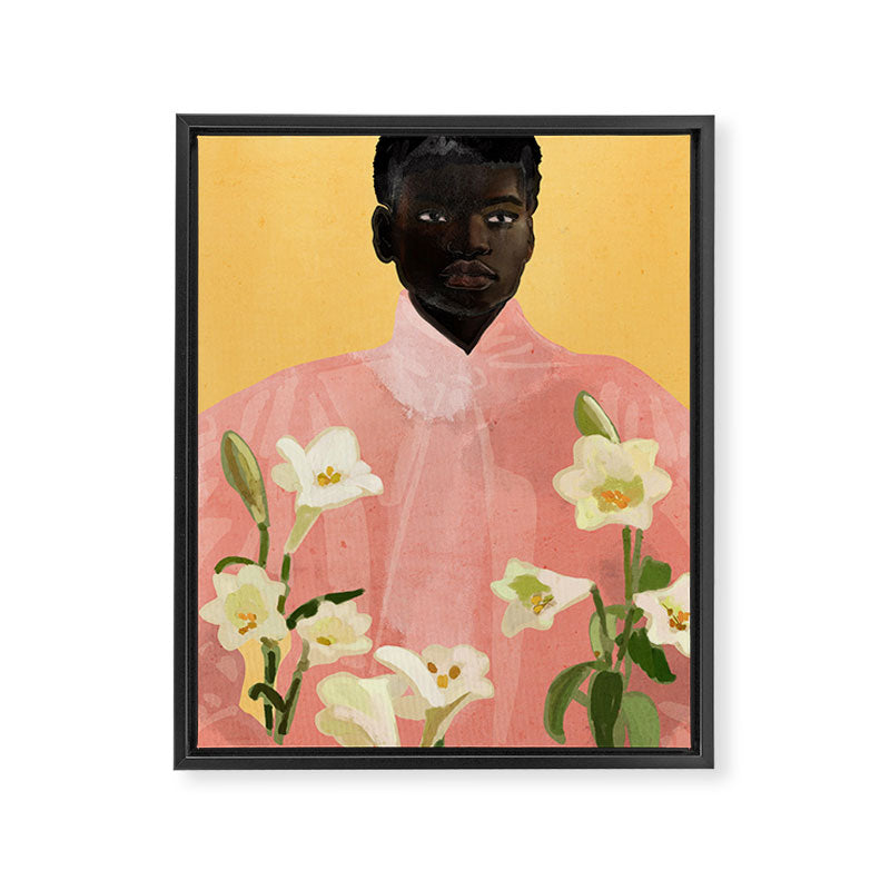 Girl Holding Flowers 2 Framed Canvas Print Gallery Image 8