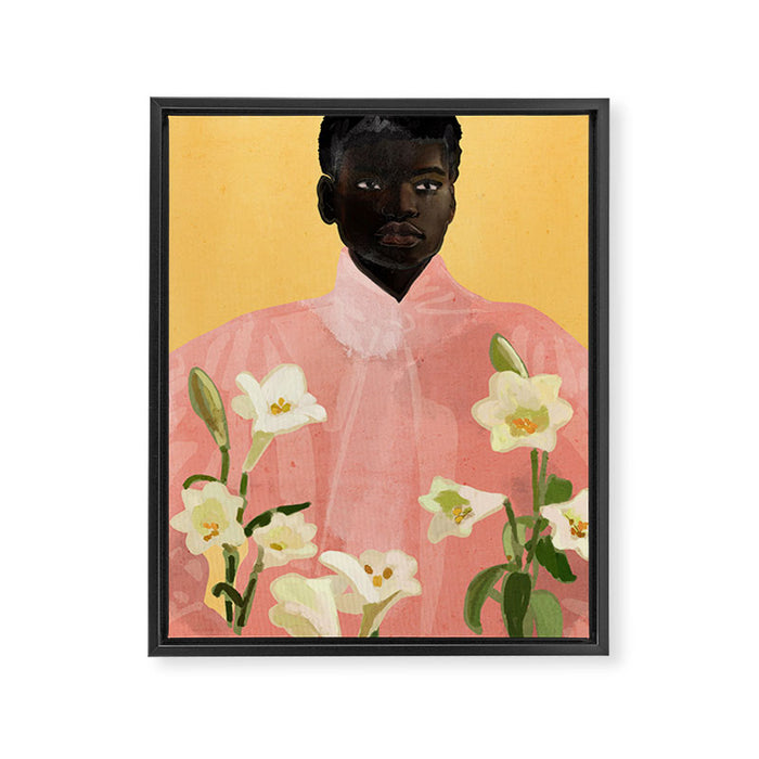 Girl Holding Flowers 2 Framed Canvas Print Gallery Image 1