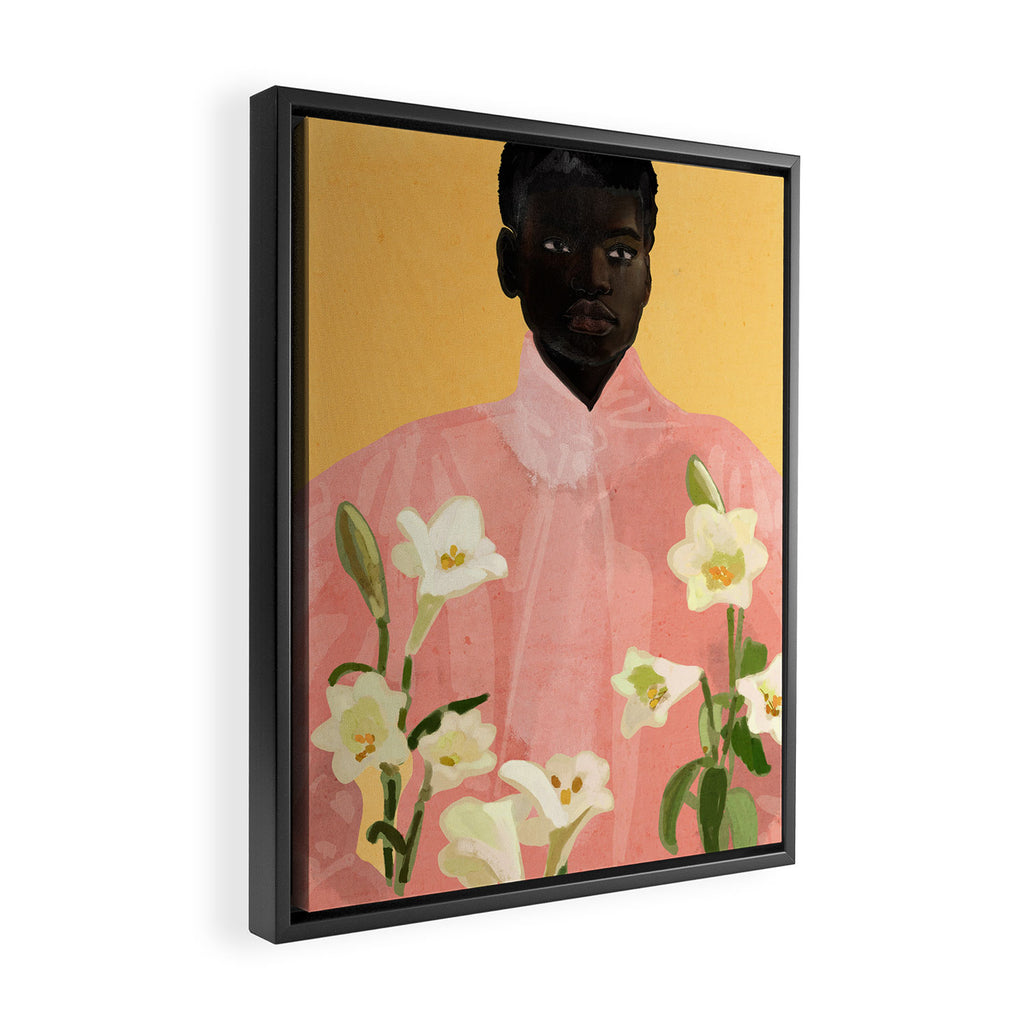 Girl Holding Flowers 2 Framed Canvas Print Gallery Image 2