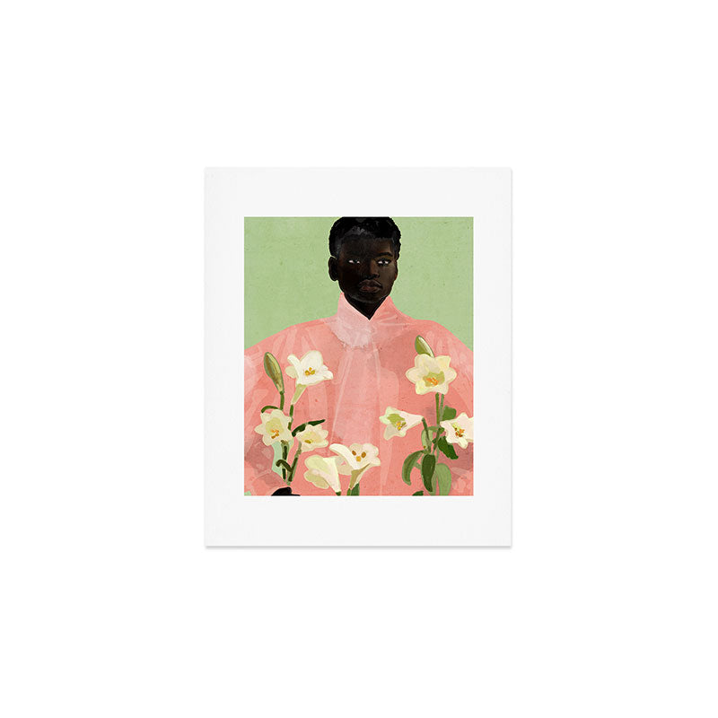 Girl Holding Flowers 3 Art Print Gallery Image 1