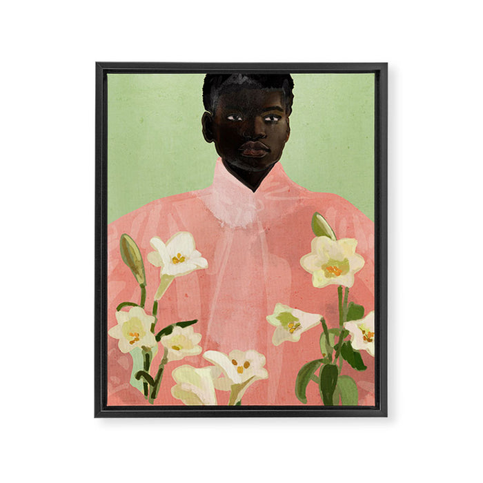 Girl Holding Flowers 3 Framed Canvas Print Gallery Image 1