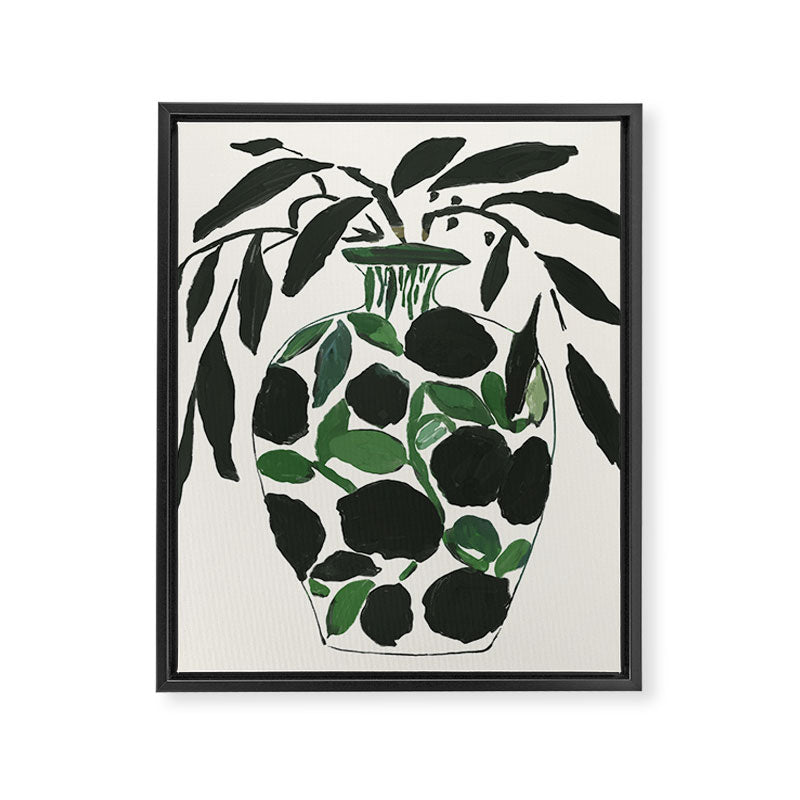 Green and Black Still Life Framed Canvas Print Gallery Image 6