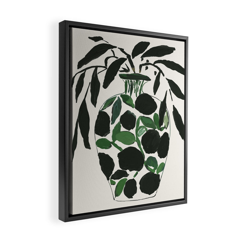 Green and Black Still Life Framed Canvas Print Gallery Image 2