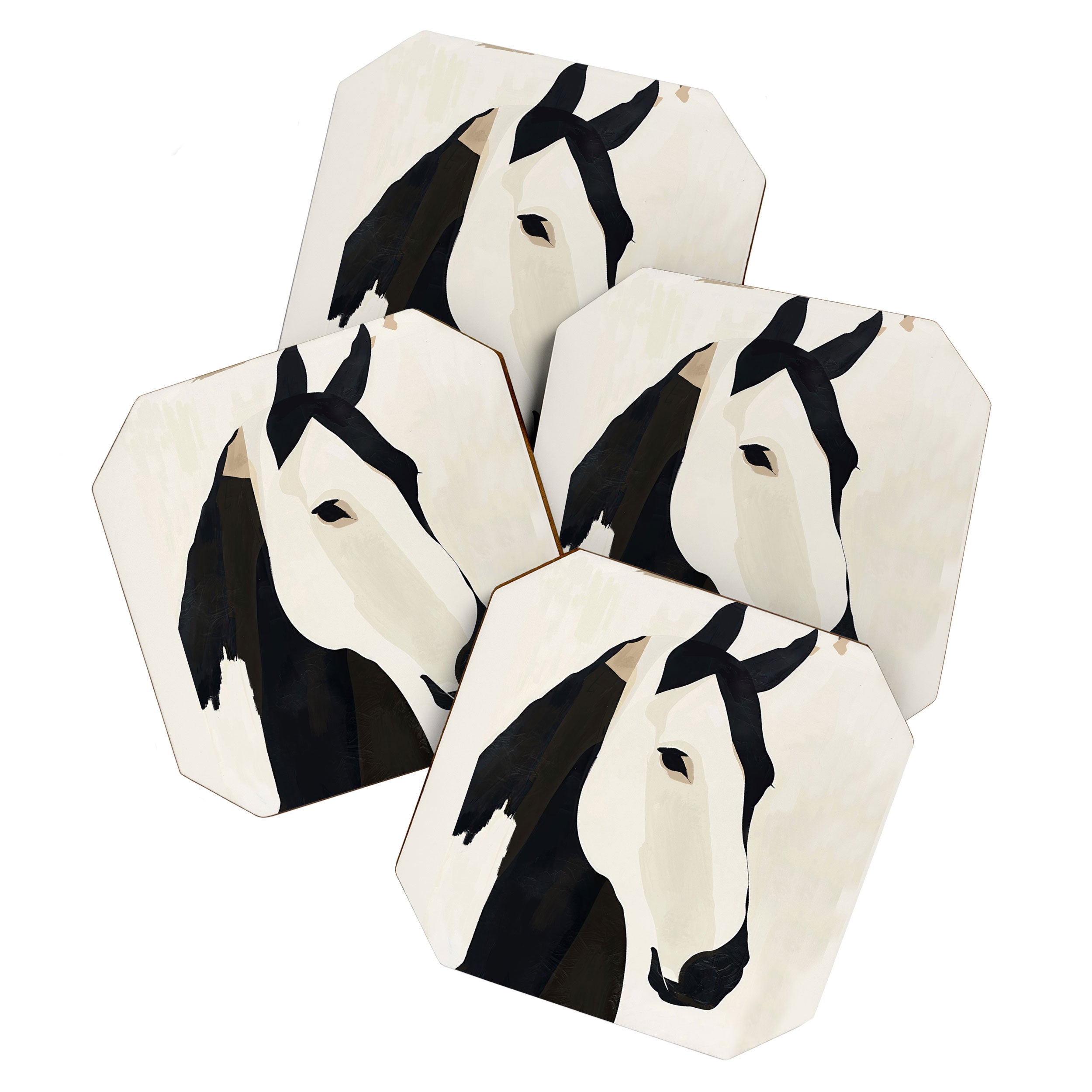 Horse in Black and White Coaster Gallery Image 1