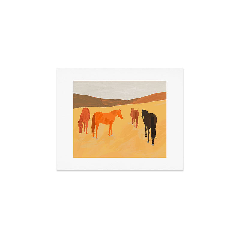 Horses in the Golden Field Art Print Gallery Image 1