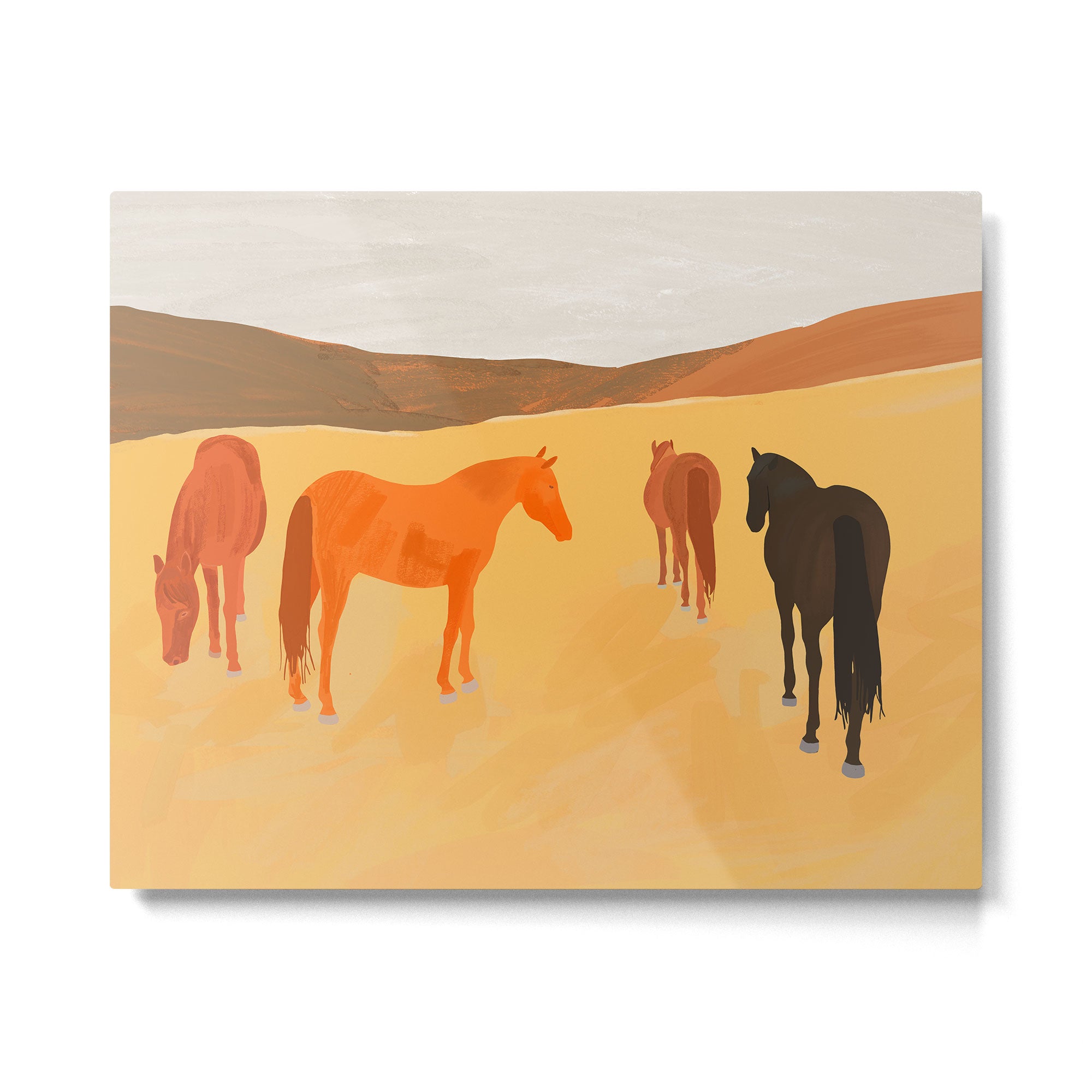Horses in the Golden Field Metal Print Gallery Image 4