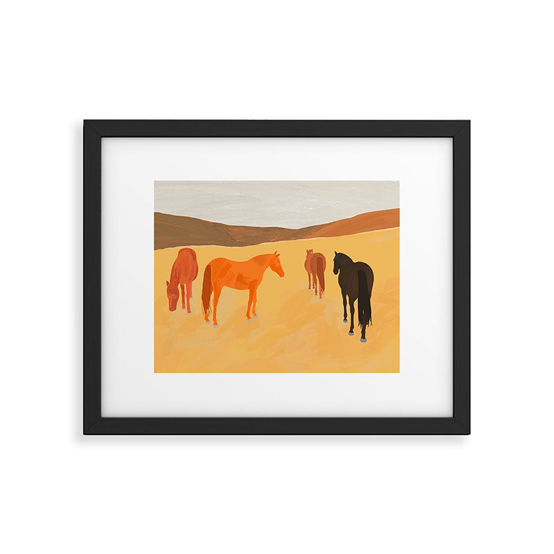 Horses in the Golden Field Framed Art Print Gallery Image 5