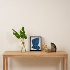 Lady Portrait Minimal Line Art 3 Blue Framed Canvas Print Gallery Image 4