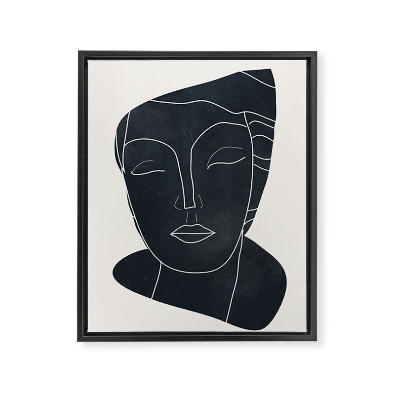 Lady Portrait Minimal Line Art Framed Canvas Print Gallery Image 6