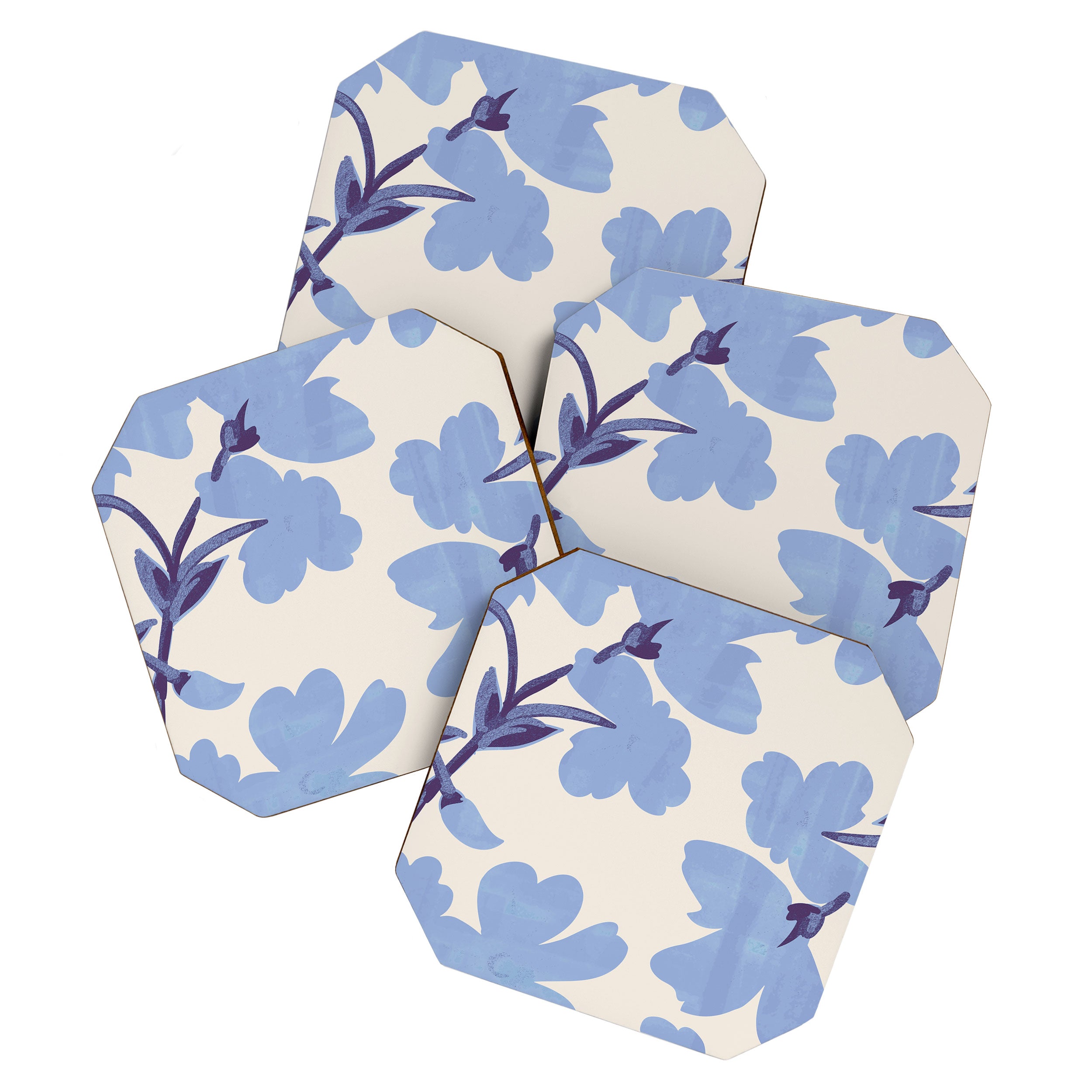 Light Blue Flowers Coaster Gallery Image 1