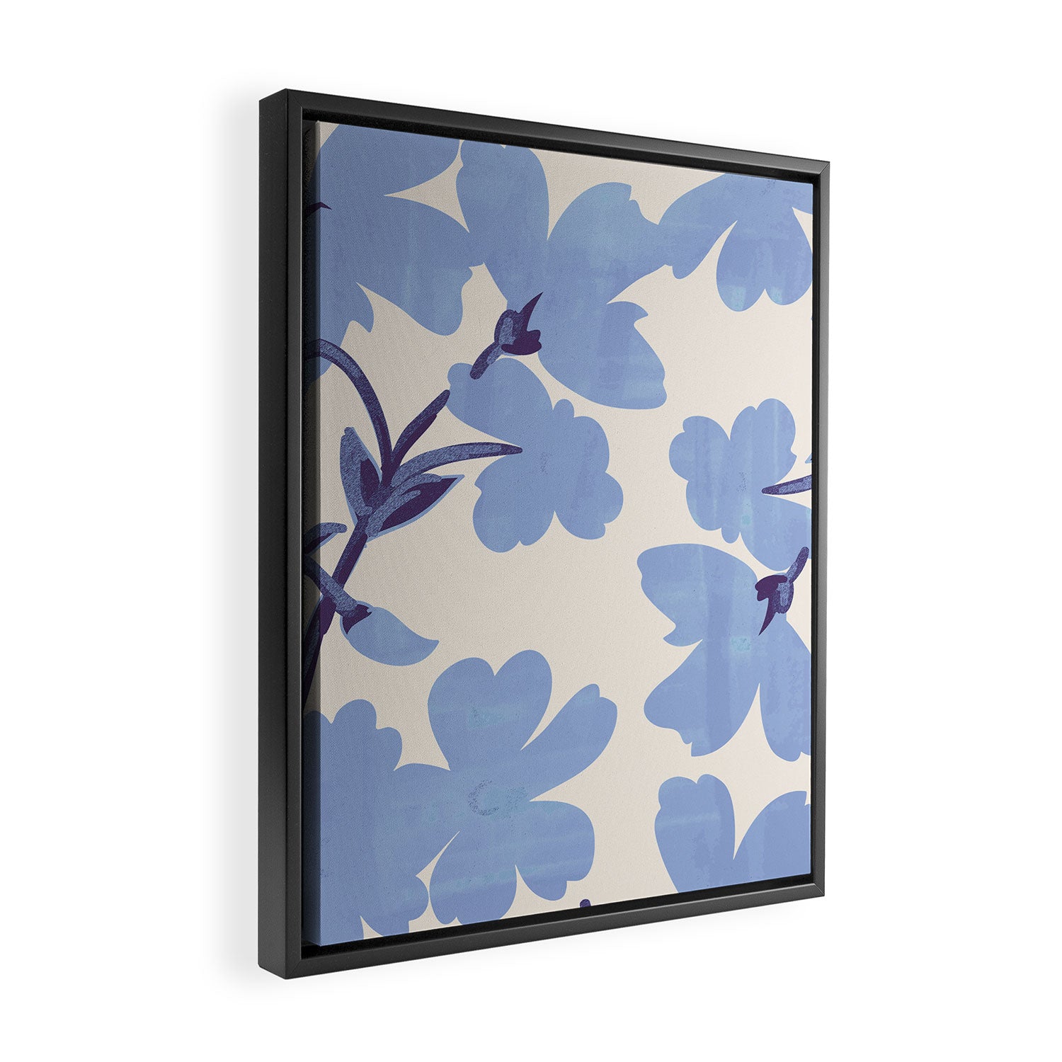 Light Blue Flowers Framed Canvas Print Gallery Image 2