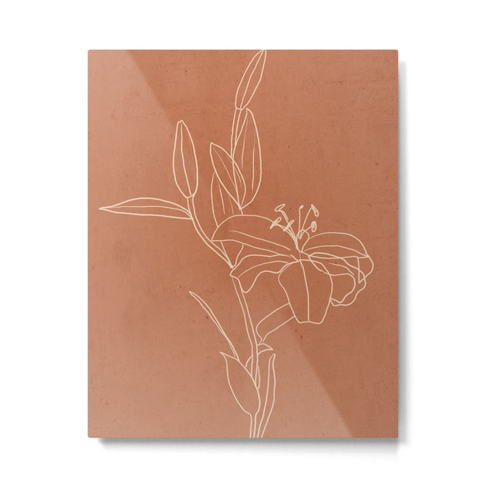  Lily Flower Line Drawing 2 Metal Print Gallery Image 1