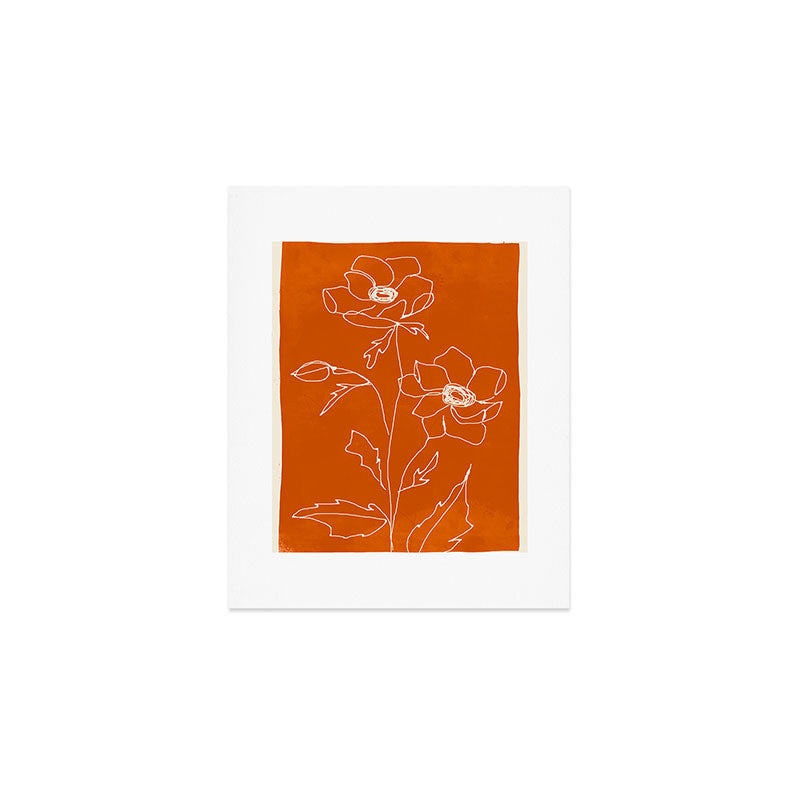 Line Drawing Flowers Art Print Gallery Image 1