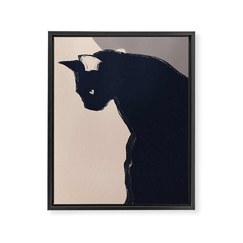 Minimal Abstract Art Black Cat Framed Canvas Print Gallery Image 6