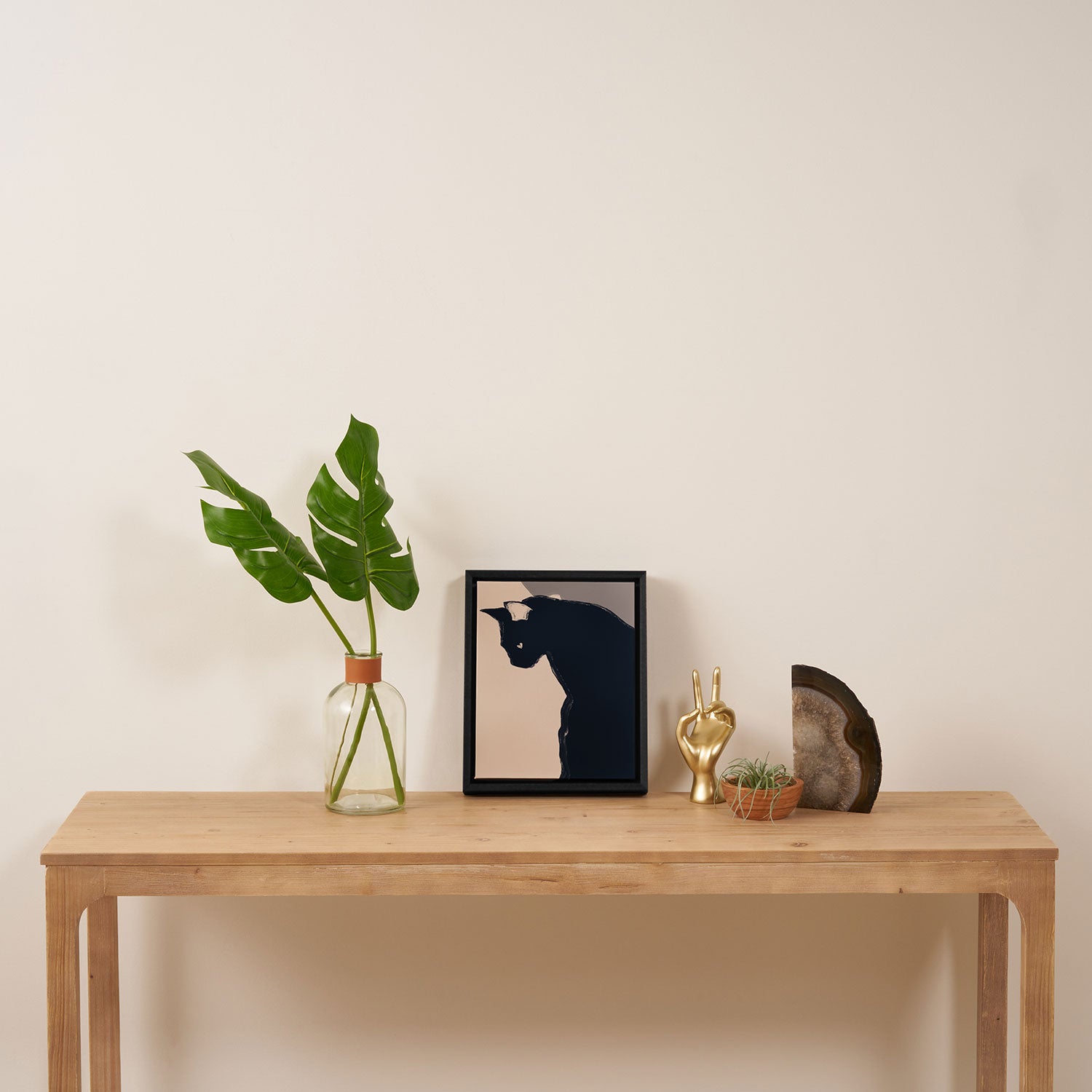 Minimal Abstract Art Black Cat Framed Canvas Print Gallery Image 4