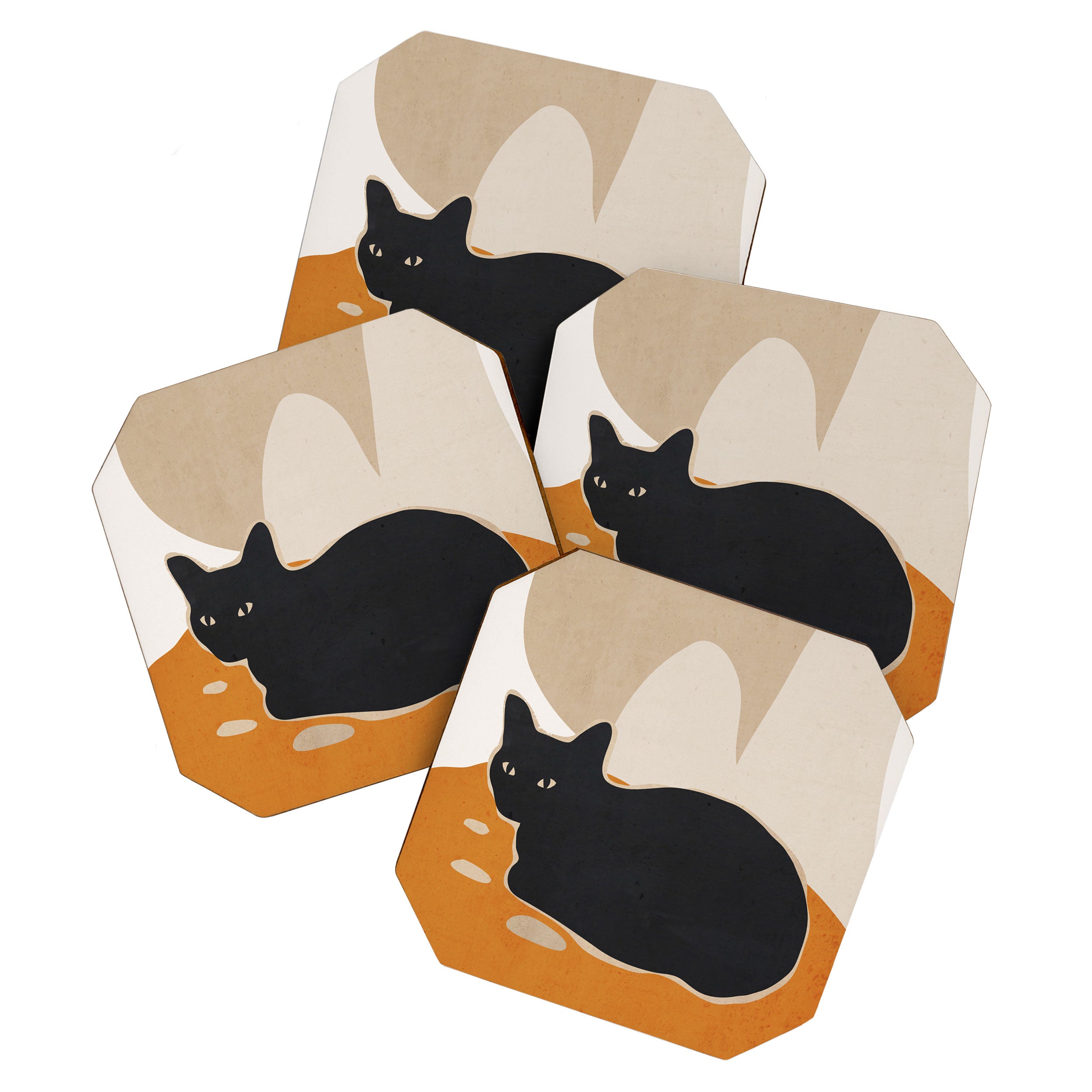 Minimal Abstract Art Cat 3 Coaster Gallery Image 1