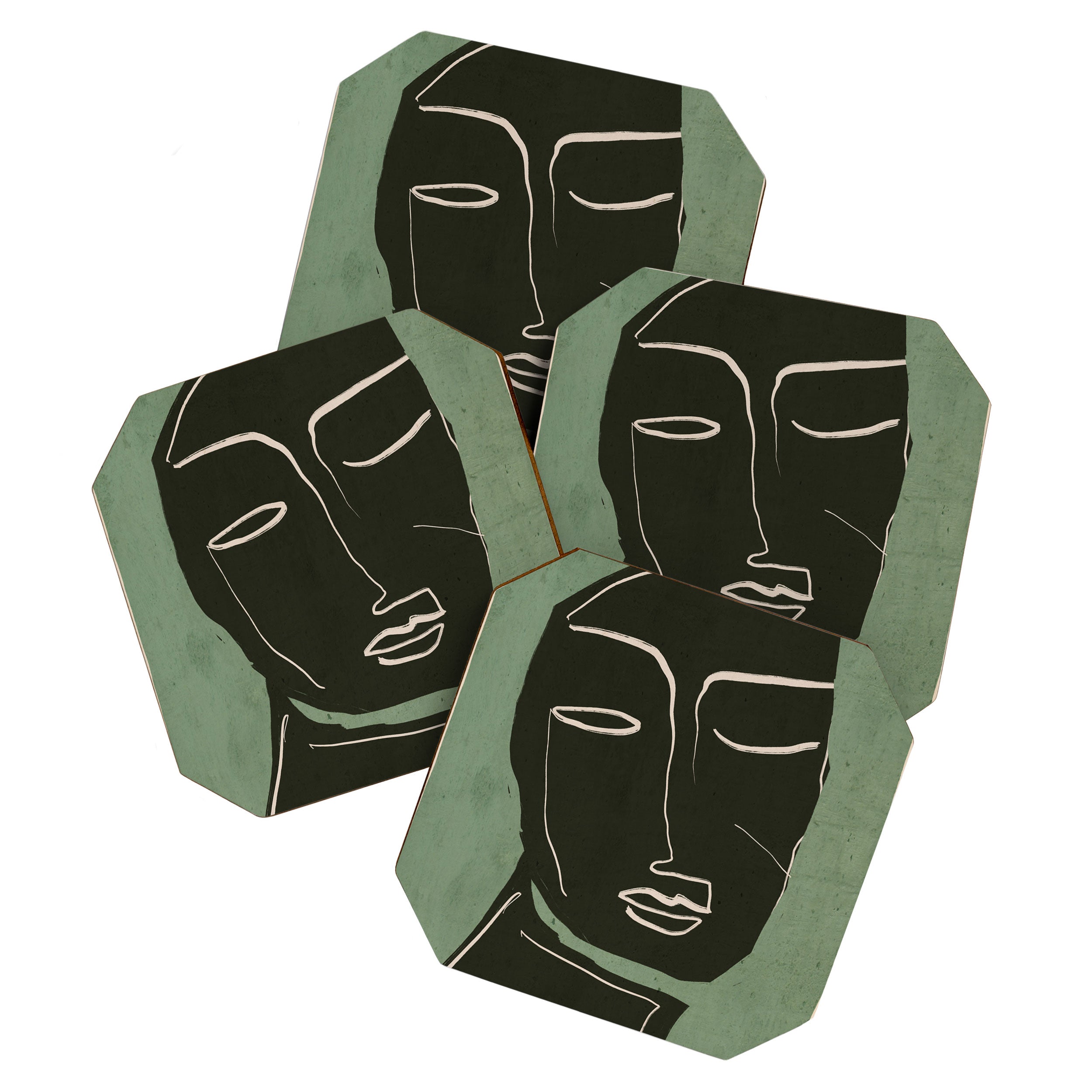 Minimal Abstract Art Face 2 Coaster Gallery Image 1