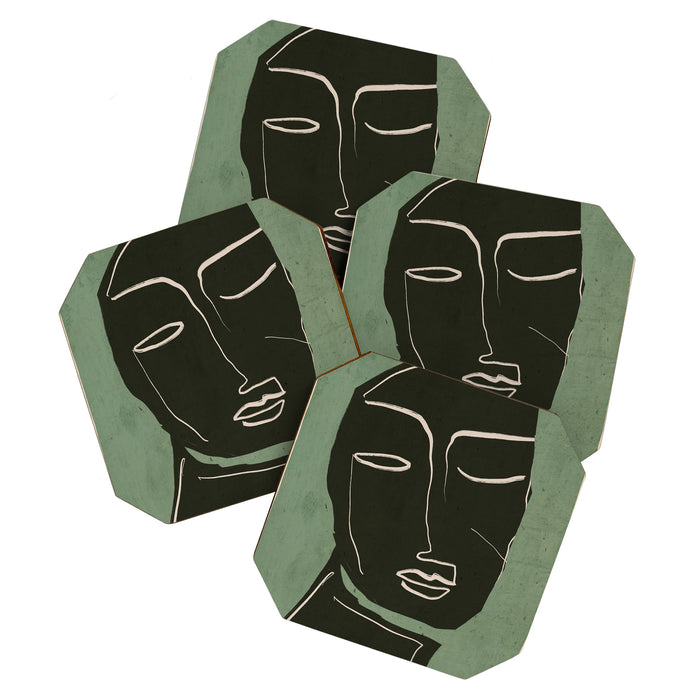 Minimal Abstract Art Face 2 Coaster Gallery Image 1