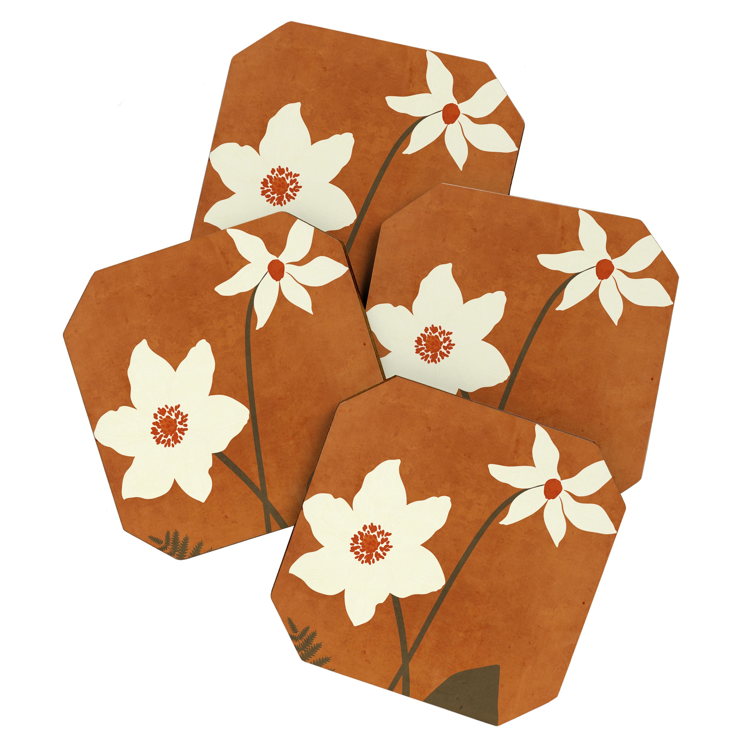 Minimal Abstract Art Landscape Flowers 4 Coaster Gallery Image 1