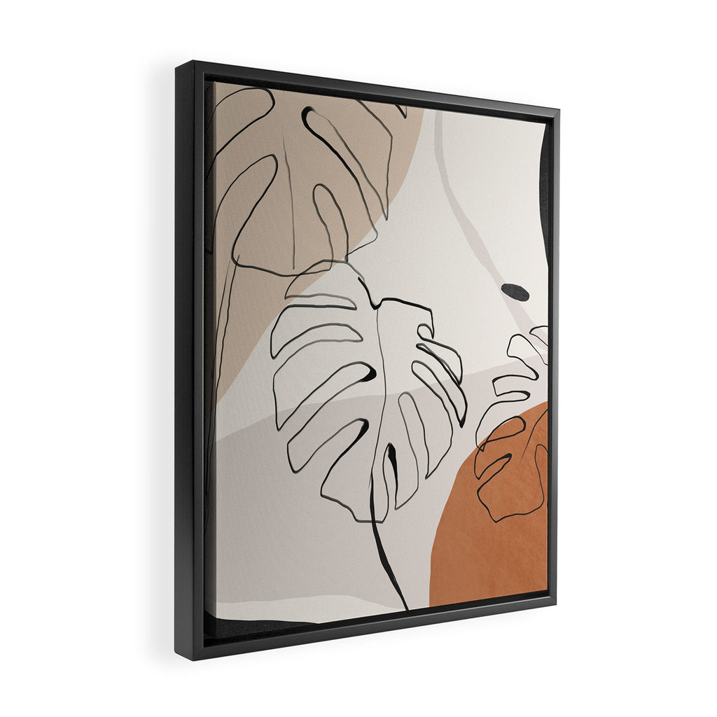 Minimal Abstract Art- Monstera Framed Canvas Print Gallery Image 2