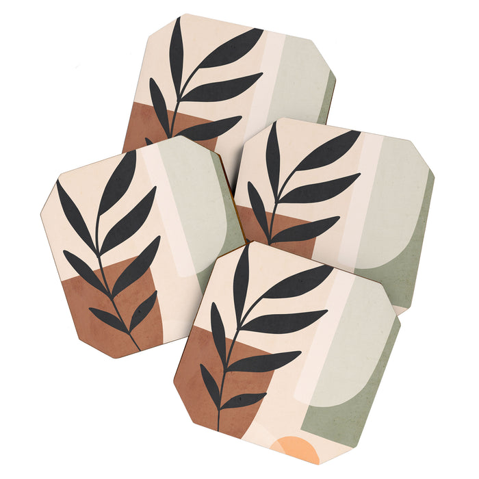 Minimal Abstract Art Plant 5 Coaster Gallery Image 1
