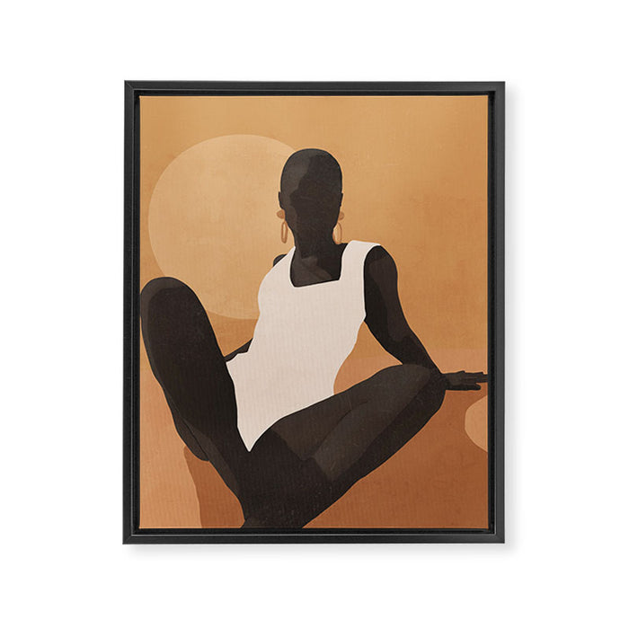 Minimal Abstract Art Sunset Girl 4 Framed Canvas Print Gallery Image 1