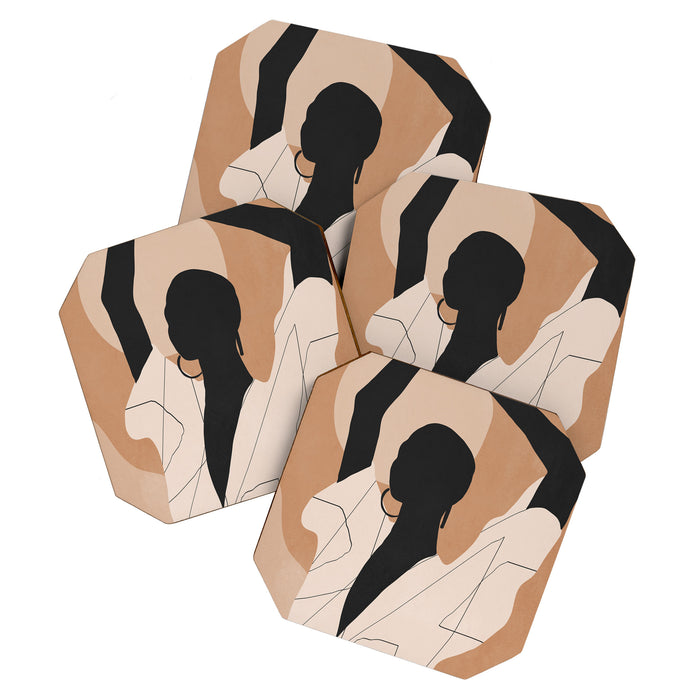 Minimal Abstract Art Sunset Girl 2 Coaster Gallery Image 1