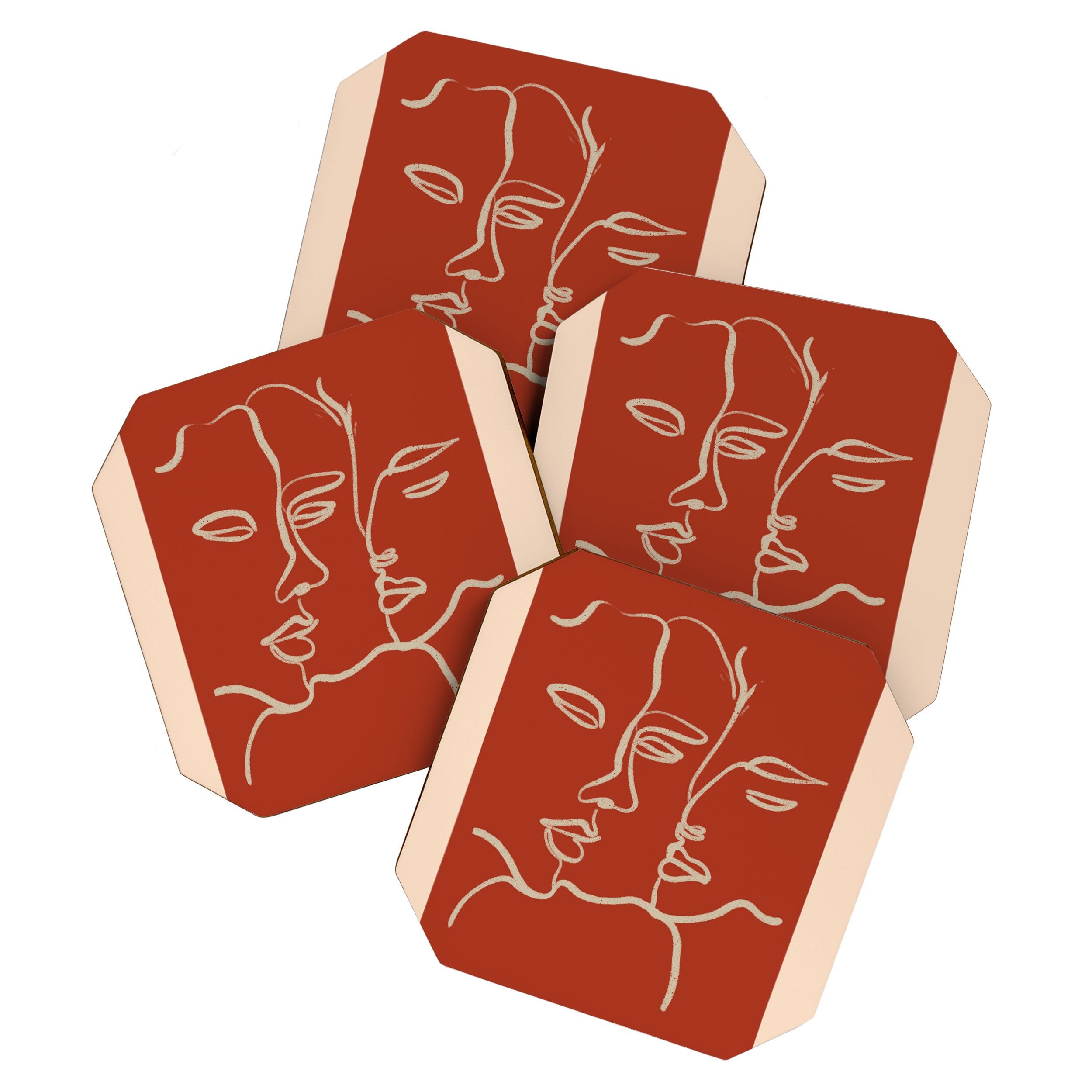Minimal Abstract Art Three Faces 2 Coaster Gallery Image 1