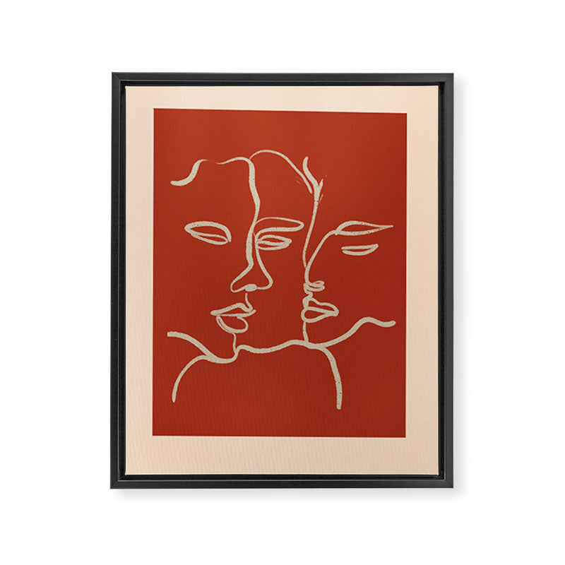 Minimal Abstract Art Three Faces 2 Framed Canvas Print Gallery Image 8