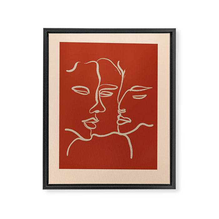Minimal Abstract Art Three Faces 2 Framed Canvas Print Gallery Image 1