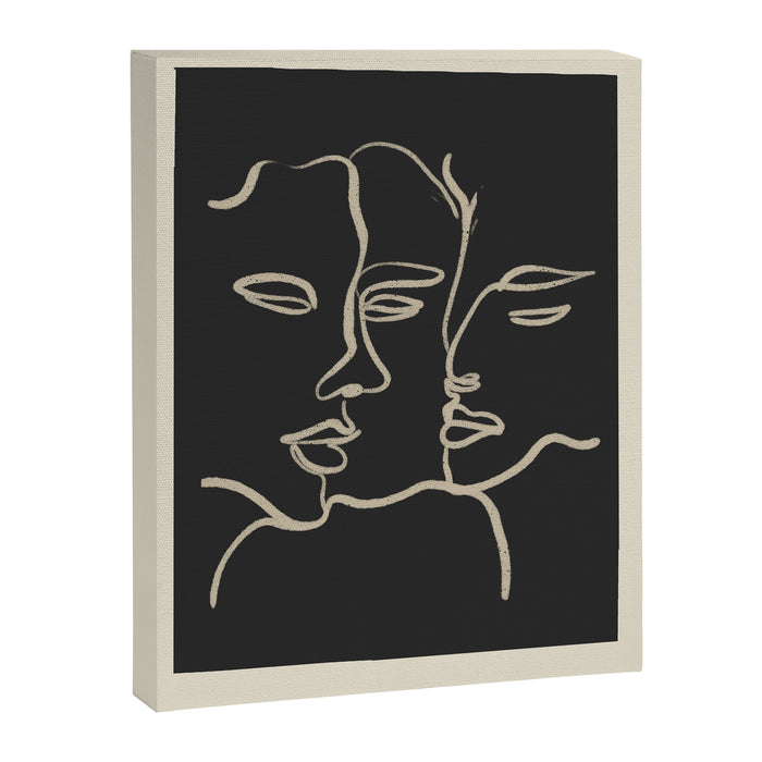 Minimal Abstract Art Three Faces Canvas Print Gallery Image 1