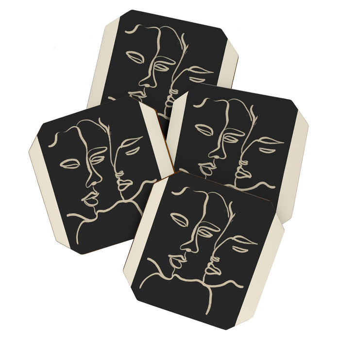 Minimal Abstract Art Three Faces Coaster Gallery Image 1