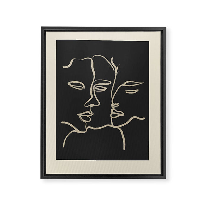 Minimal Abstract Art Three Faces Framed Canvas Print Gallery Image 1