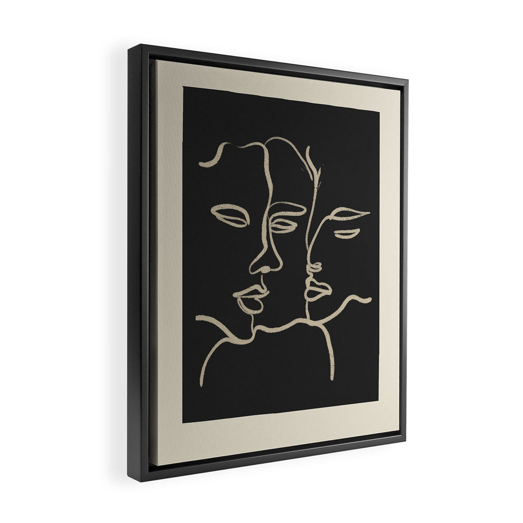Minimal Abstract Art Three Faces Framed Canvas Print Gallery Image 2